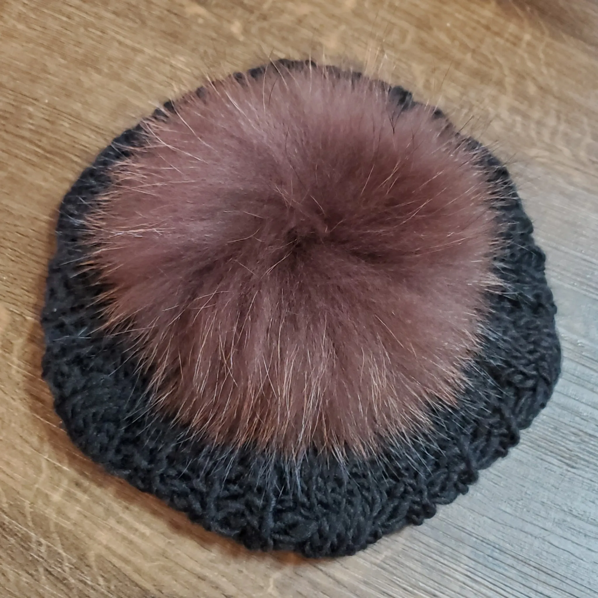 Black Cableknit Pom Beret by Valeri