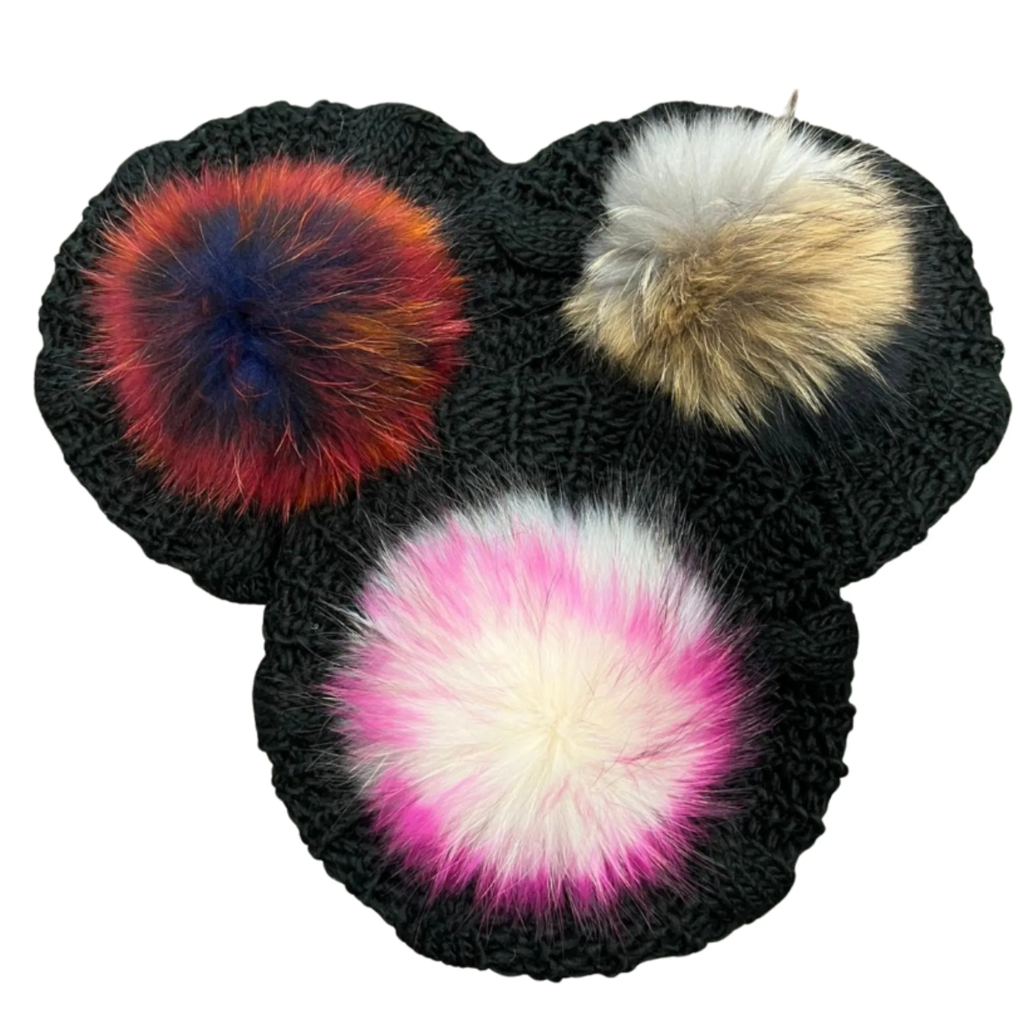 Black Cableknit Pom Beret by Valeri