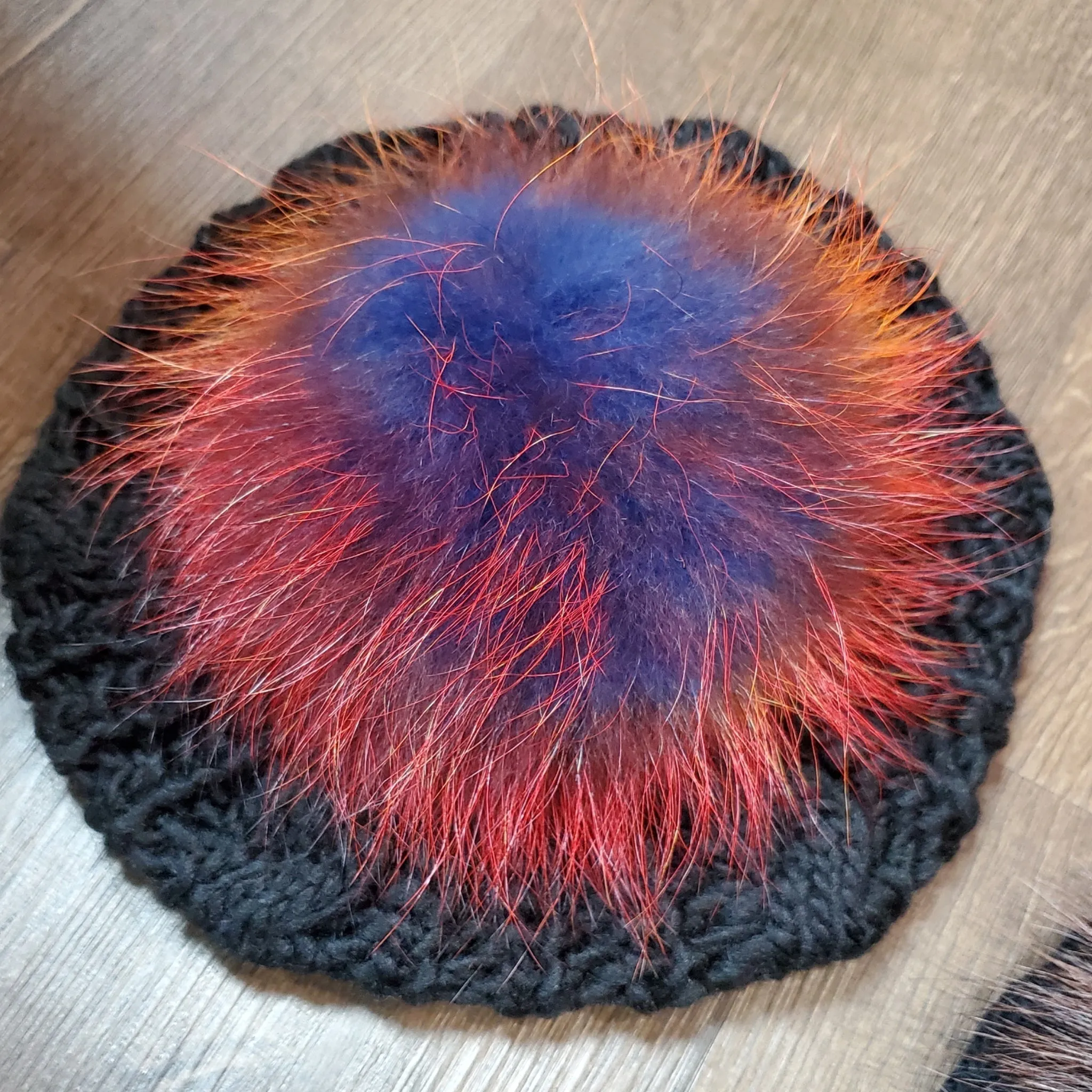 Black Cableknit Pom Beret by Valeri