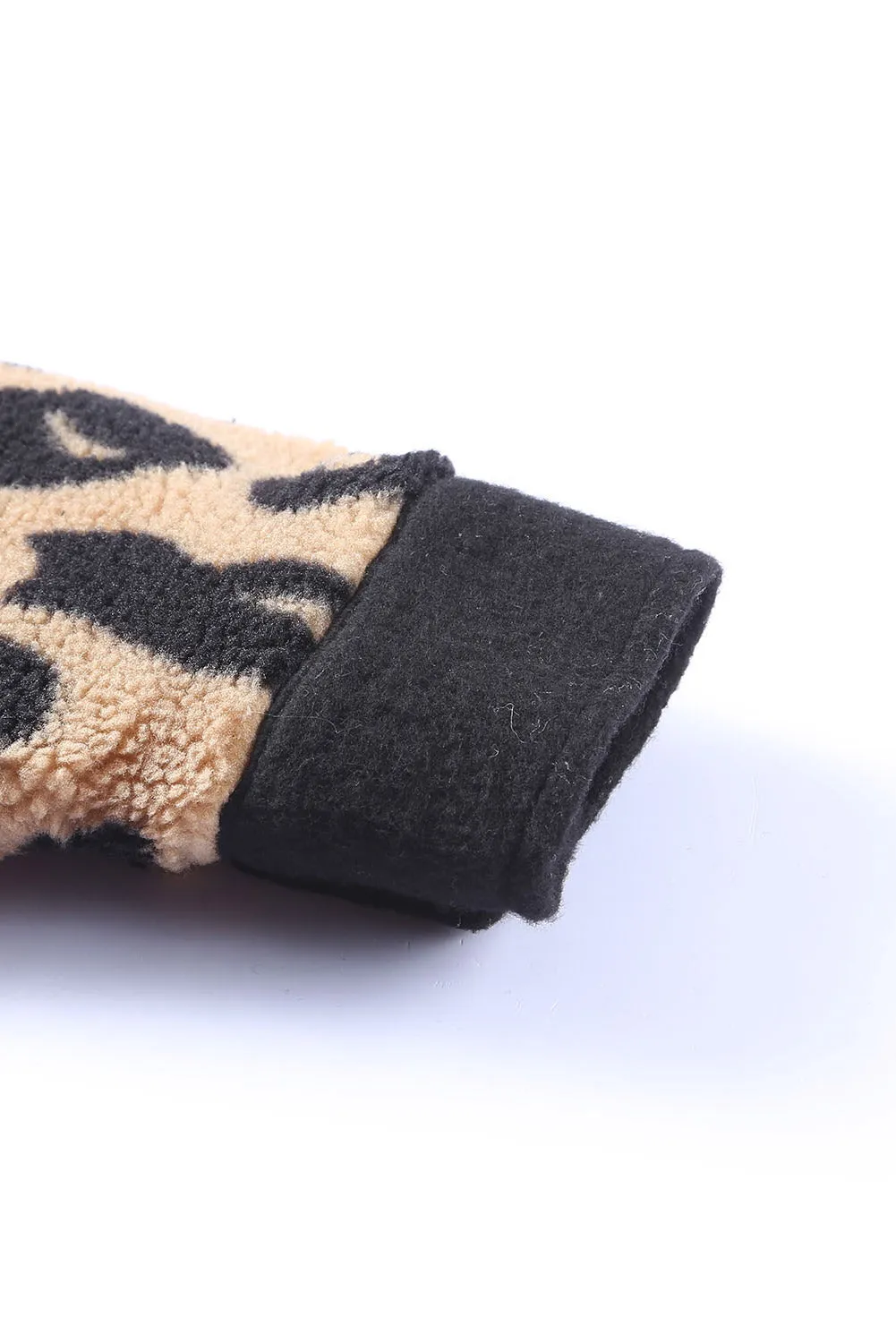 Black Leopard Print Teddy Shacket