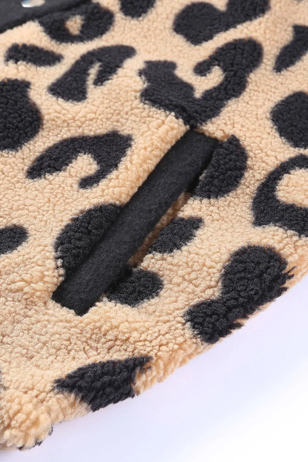 Black Leopard Print Teddy Shacket