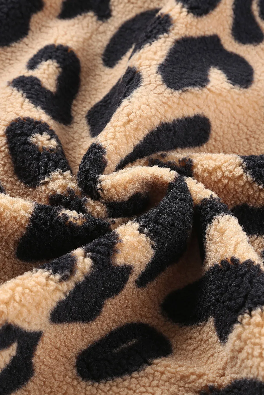 Black Leopard Print Teddy Shacket