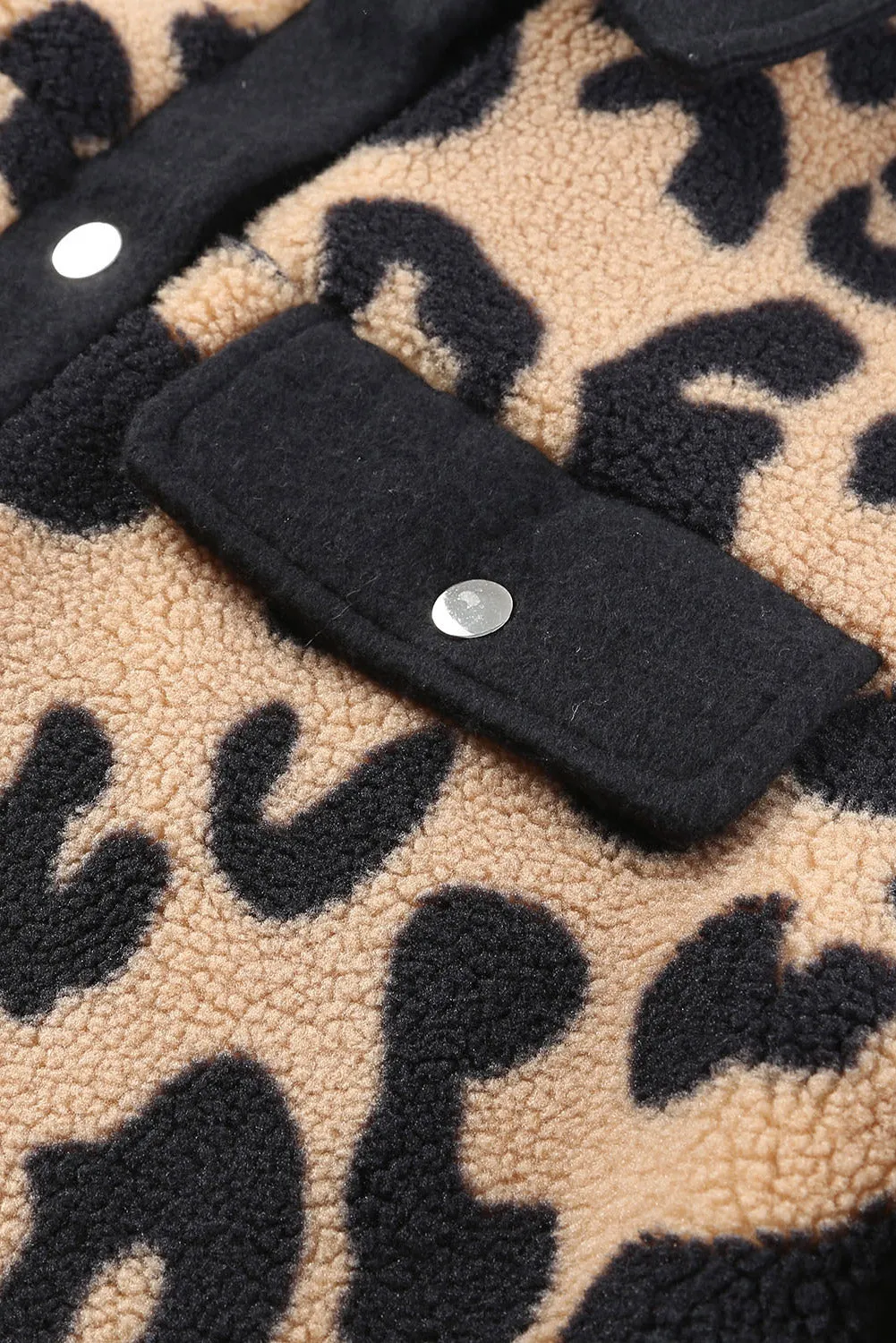 Black Leopard Print Teddy Shacket