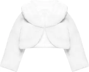 Blulu Girls Faux Fur Bolero Princess Shawl Wraps Girls Shrug Coat Jacket Flower Cape Wedding Party Dress