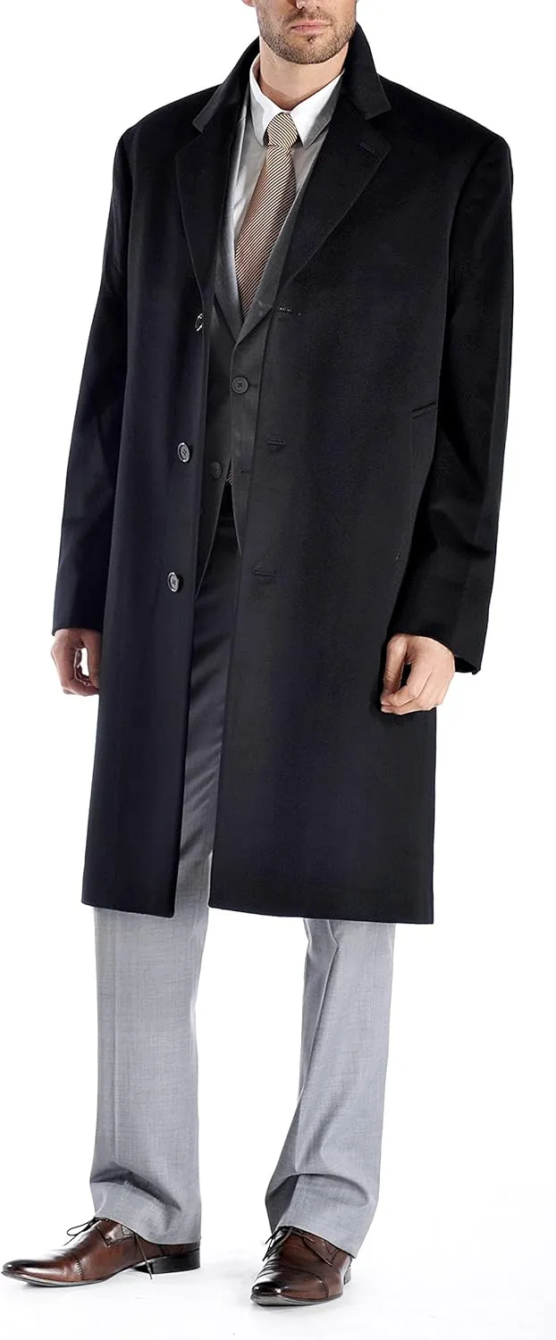 Cashmere Boutique 100% Pure Cashmere Knee Length Overcoat Men  Lightweight, Soft & Warm Top Coat Men