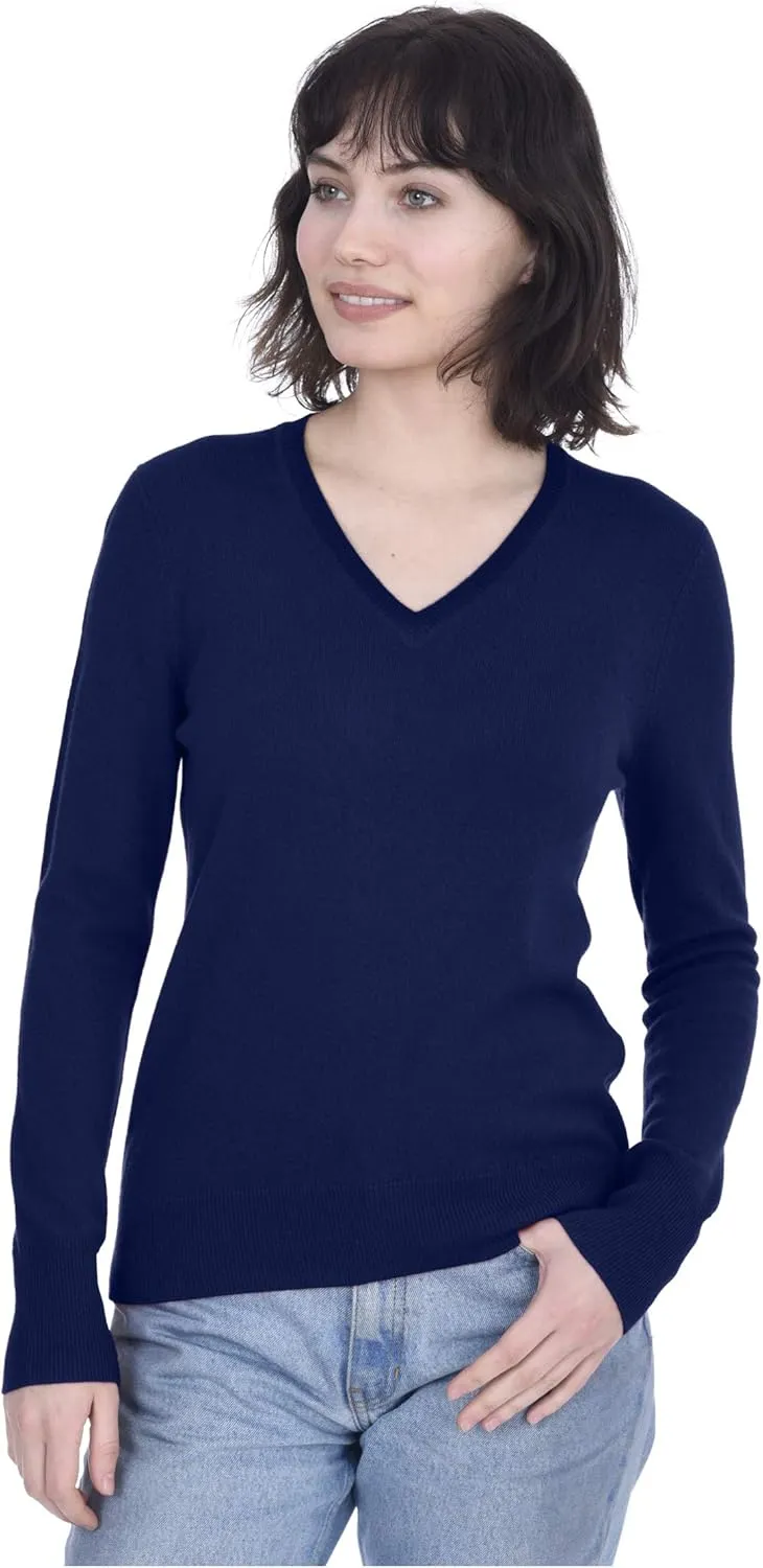 Cashmeren Womens Basic V-Neck Sweater 100% Pure Cashmere Long Sleeve Classic Pullover