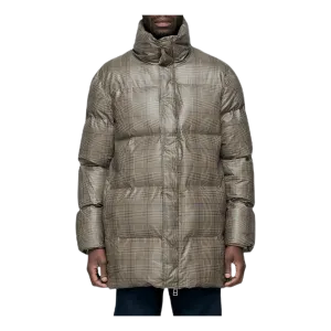 Check Puffer Coat Khaki