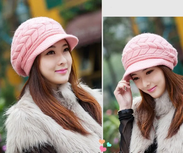Elegant Women Hat Winter & Fall Beanies Knitted Hats For Woman Rabbit Fur Cap Autumn Ladies Female Fashion Skullies