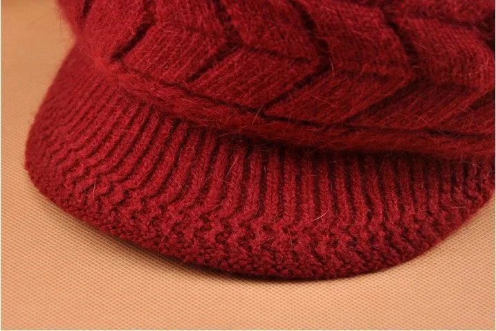 Elegant Women Hat Winter & Fall Beanies Knitted Hats For Woman Rabbit Fur Cap Autumn Ladies Female Fashion Skullies
