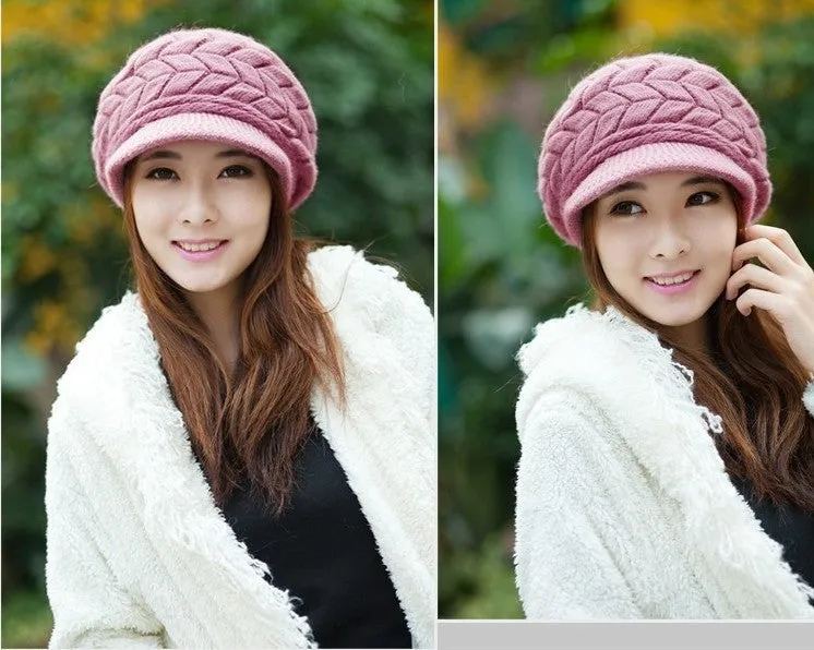 Elegant Women Hat Winter & Fall Beanies Knitted Hats For Woman Rabbit Fur Cap Autumn Ladies Female Fashion Skullies
