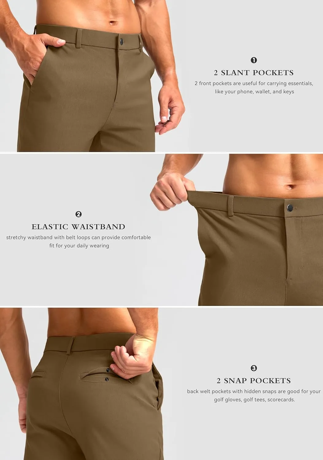 G Gradual Men's Golf Joggers Pants 4 Pockets with Belt Loops 28" Stretch Slim Fit Dress Joggers for Men Casual Travel