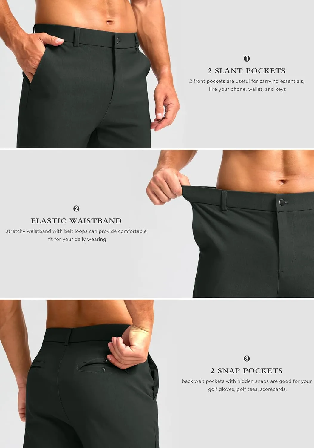 G Gradual Men's Golf Joggers Pants 4 Pockets with Belt Loops 28" Stretch Slim Fit Dress Joggers for Men Casual Travel