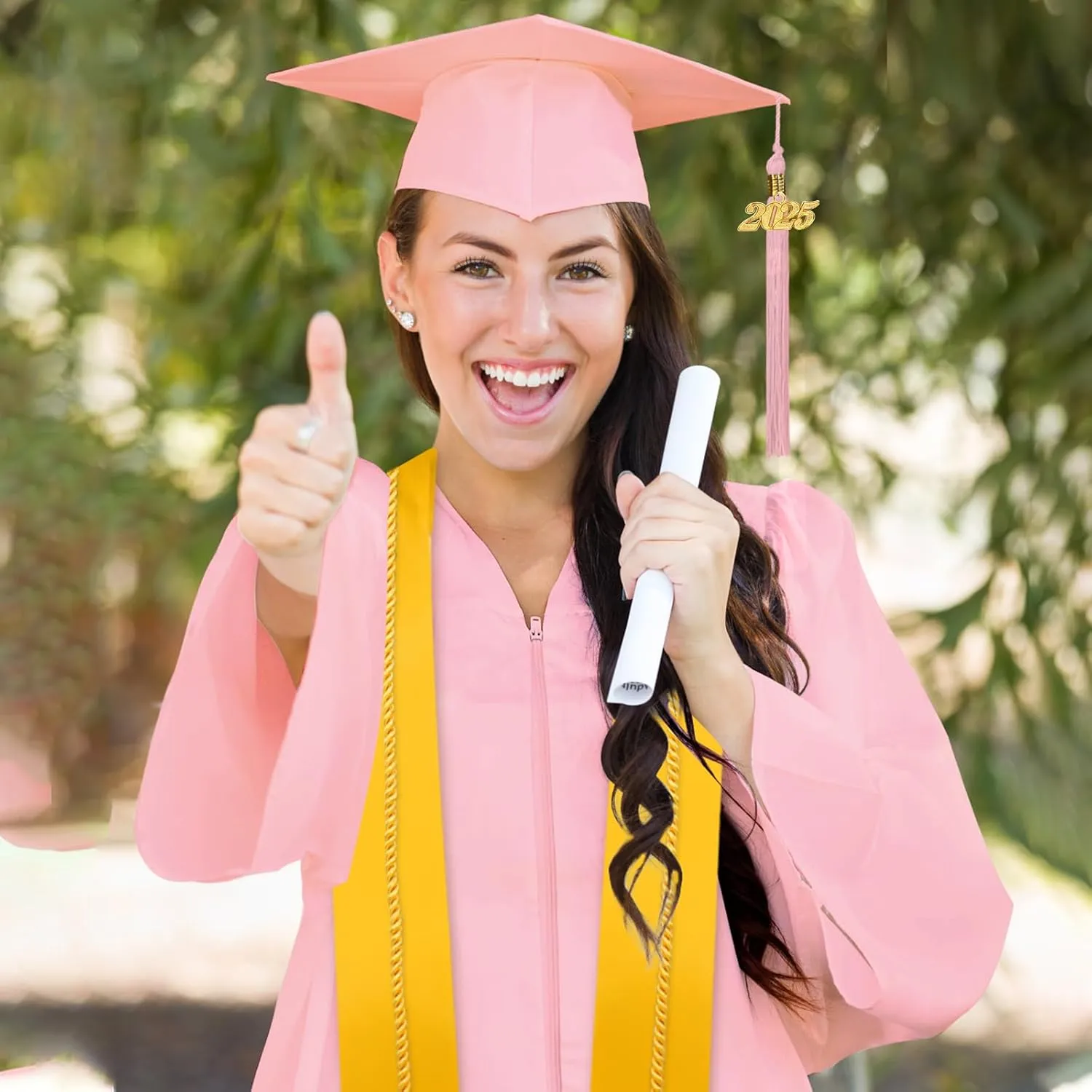 Graduation Cap and Gown 2025 Set with Tassel Honor Cord Graduation Stoles for High School College Bachelor