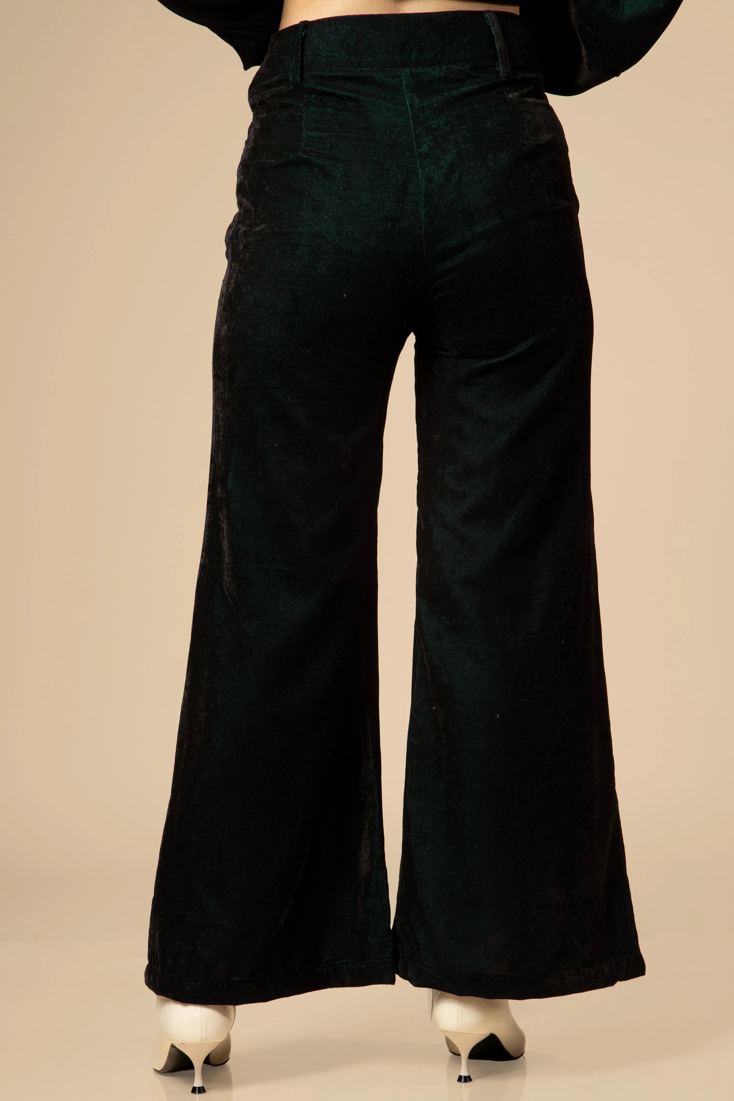 Green Luxurious Velvet Ladies Bottom Wear