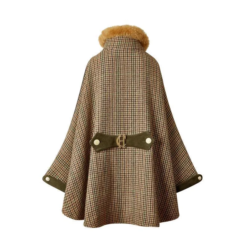 Holland Cooper Chiltern Ladies Tweed Cape - Hailes Green