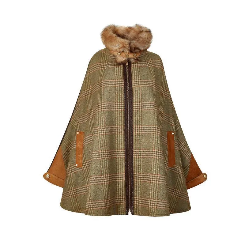 Holland Cooper Chiltern Ladies Tweed Cape - Leveret