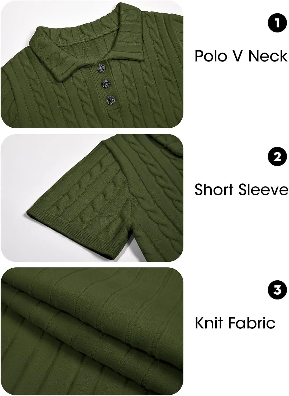 Imily Bela Womens Short Sleeve Sweater Business Casual Polo V Neck Shirts Lightweight Cable Knit Pullover Summer Tops