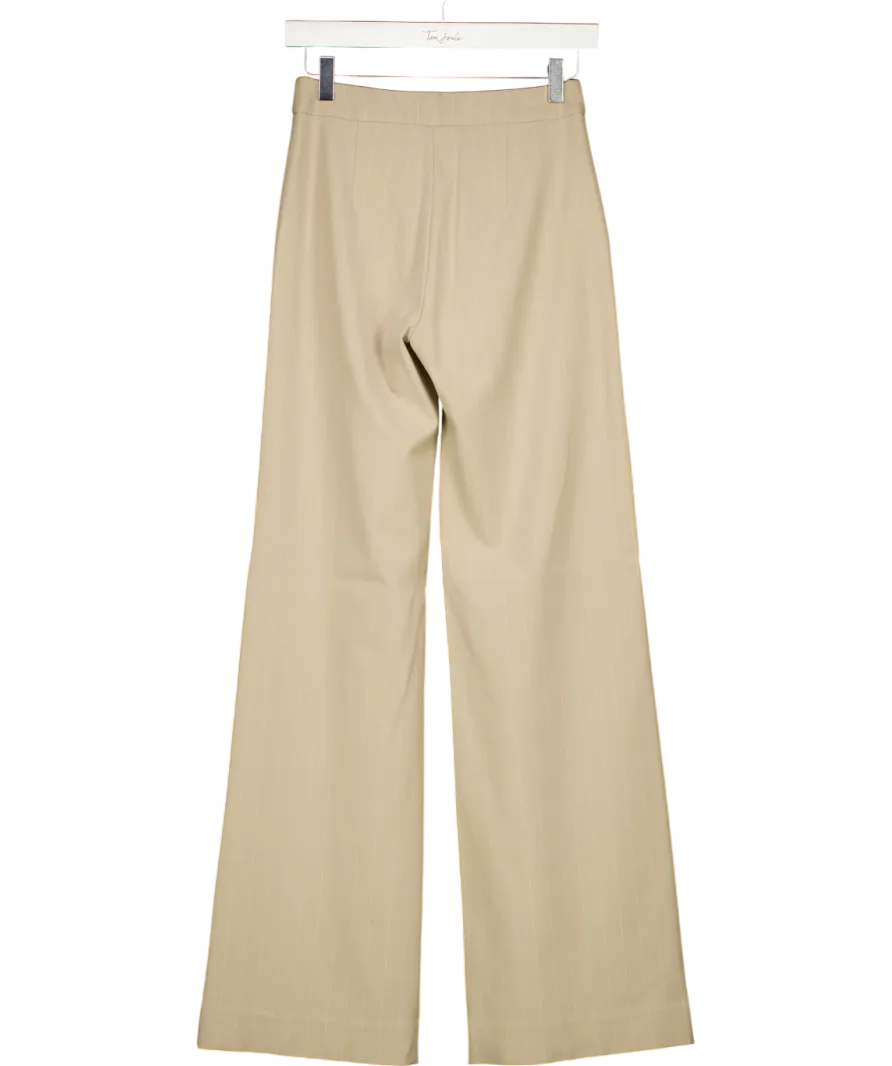 kookai Beige Pinstripe Wide Leg Trousers UK 6