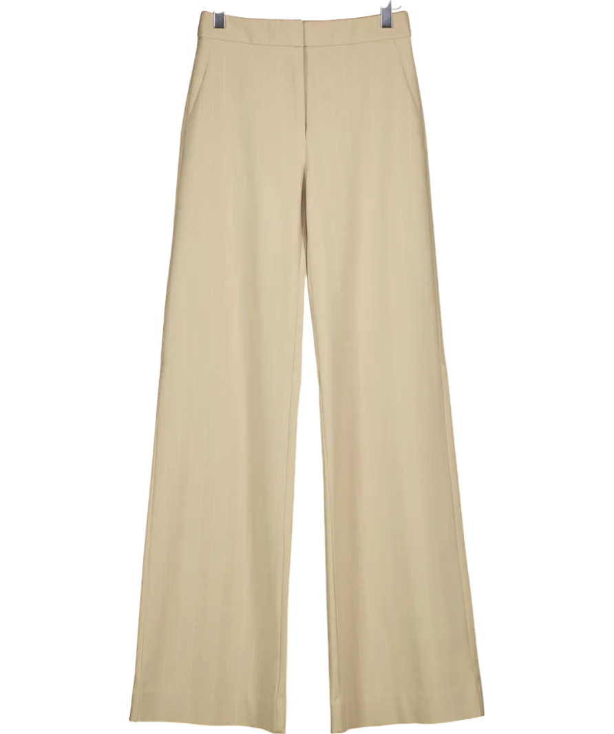 kookai Beige Pinstripe Wide Leg Trousers UK 6
