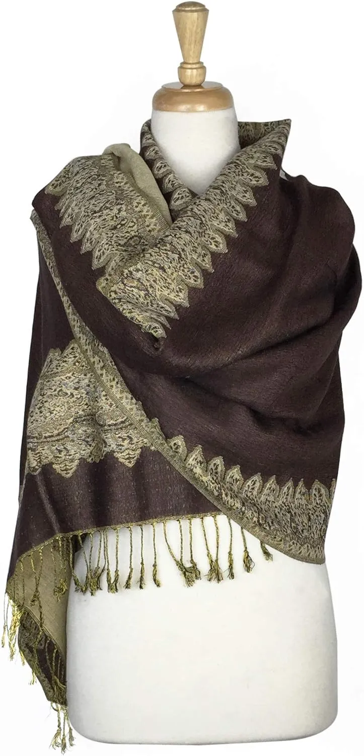 PASKMLNA Women's Reversible Pashmina Shawl Scarf Wrap Stole For All Seasons