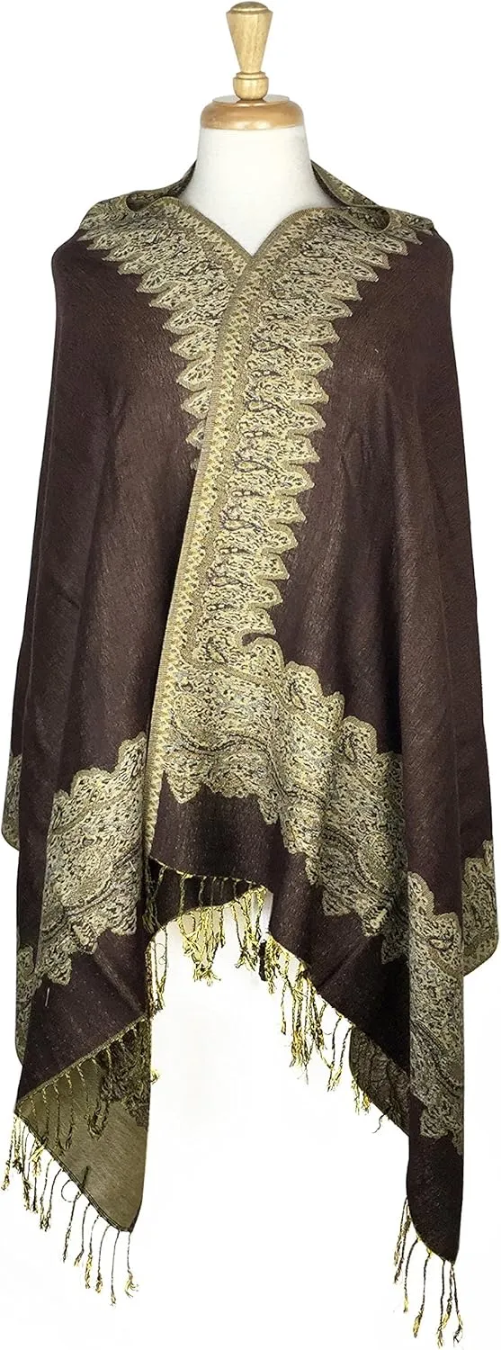 PASKMLNA Women's Reversible Pashmina Shawl Scarf Wrap Stole For All Seasons