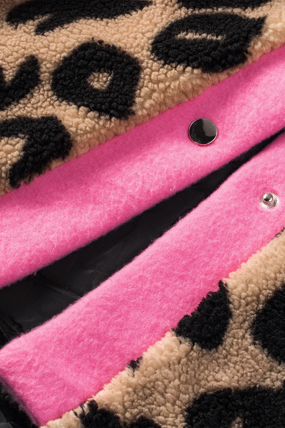 Pink Leopard Print Teddy Shacket