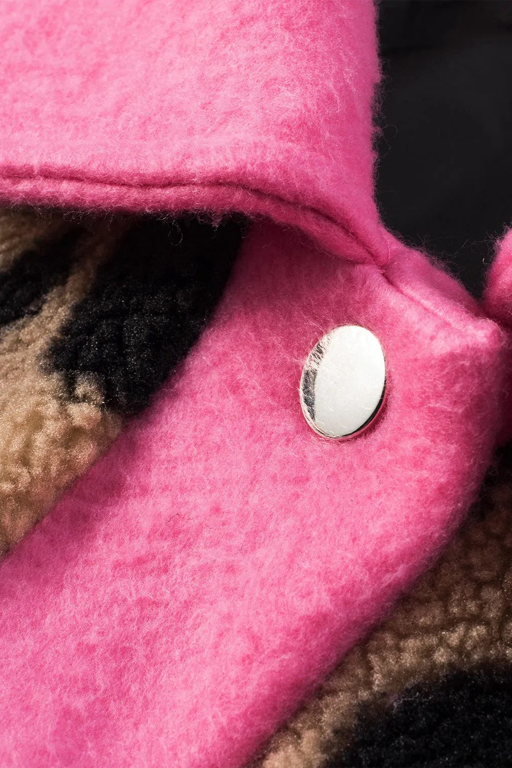 Pink Leopard Print Teddy Shacket