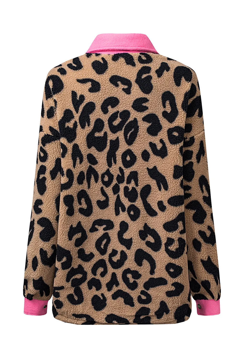 Pink Leopard Print Teddy Shacket