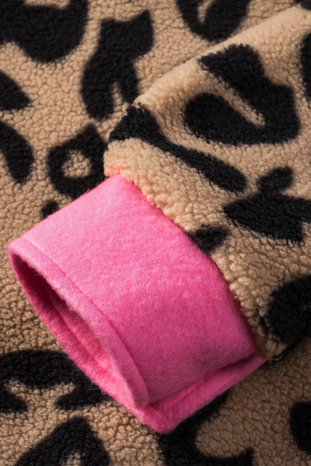 Pink Leopard Print Teddy Shacket