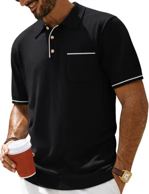 PJ PAUL JONES Men Polo Shirts Short Sleeve Men's Shirts Contrast Color Knit Shirt