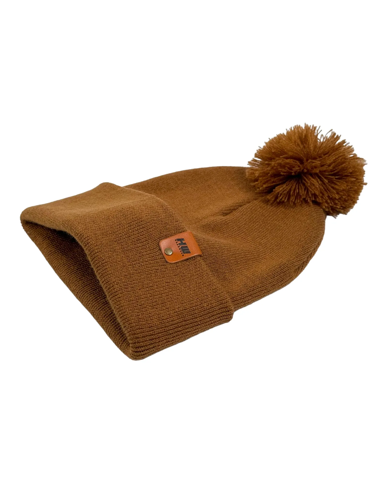 PTD100 HAAKWEAR Pom Pom Beanie - Made in USA- Camel Brown