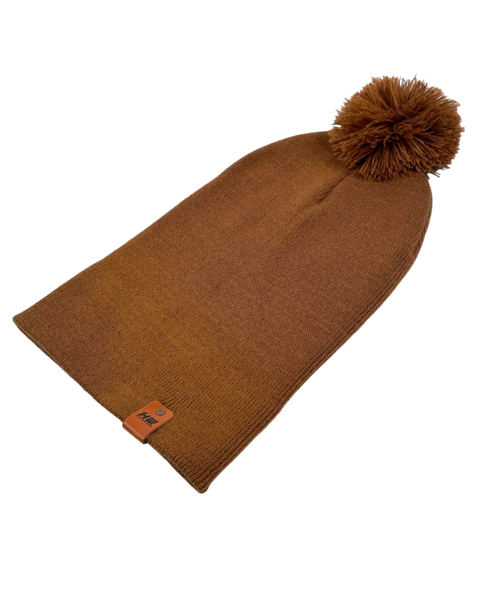 PTD100 HAAKWEAR Pom Pom Beanie - Made in USA- Camel Brown