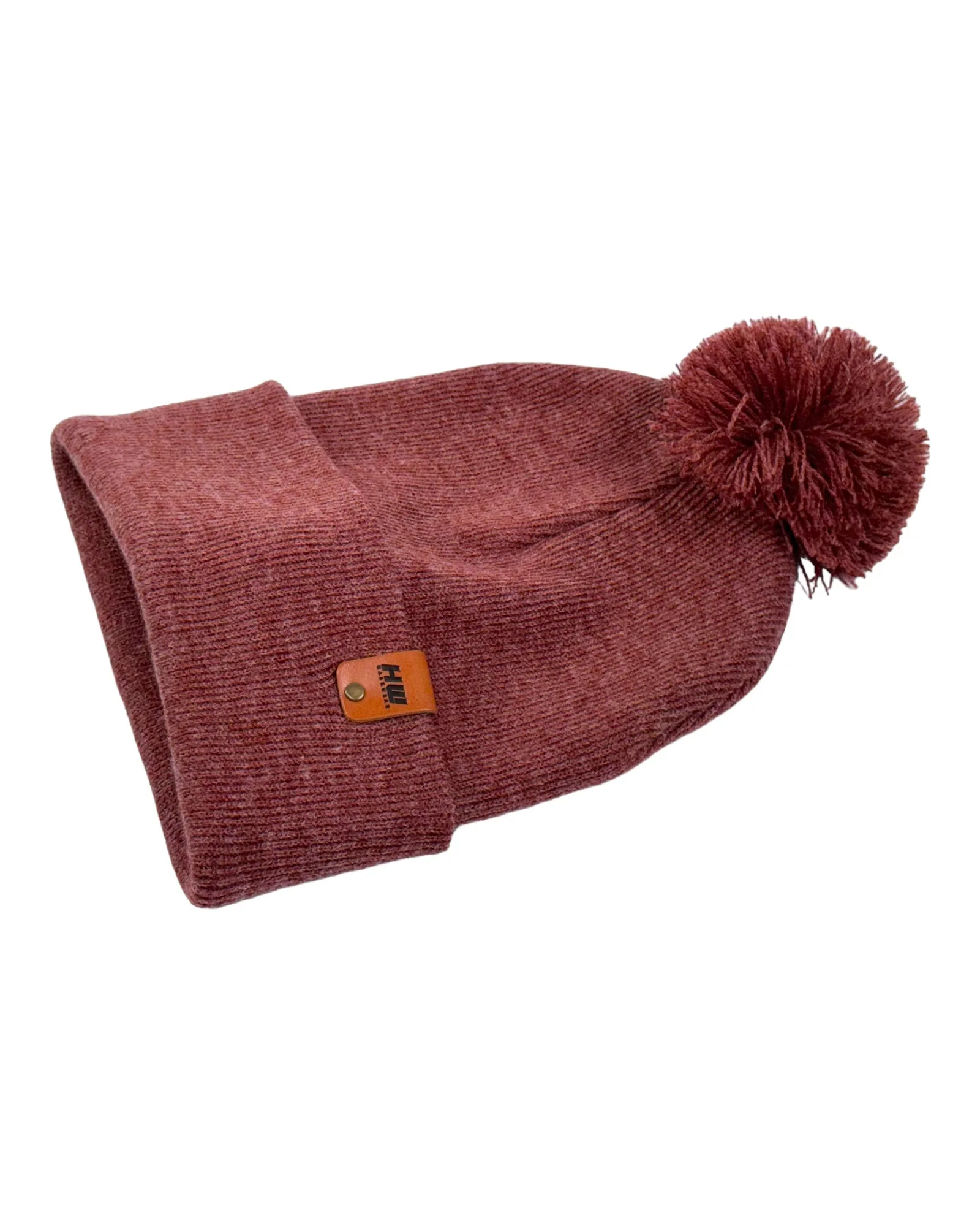PTD103 HAAKWEAR Pom Pom Beanie - Made in USA - Rusty Burgundy