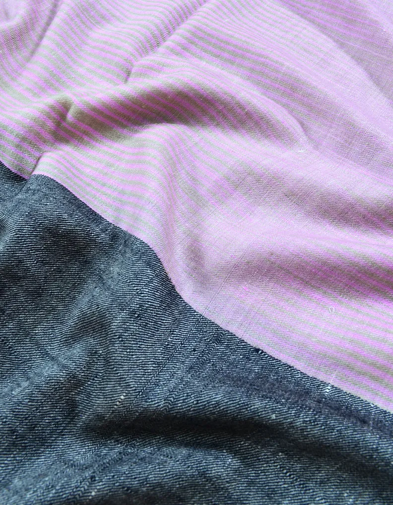 purple and black striped pashmina stole 7967