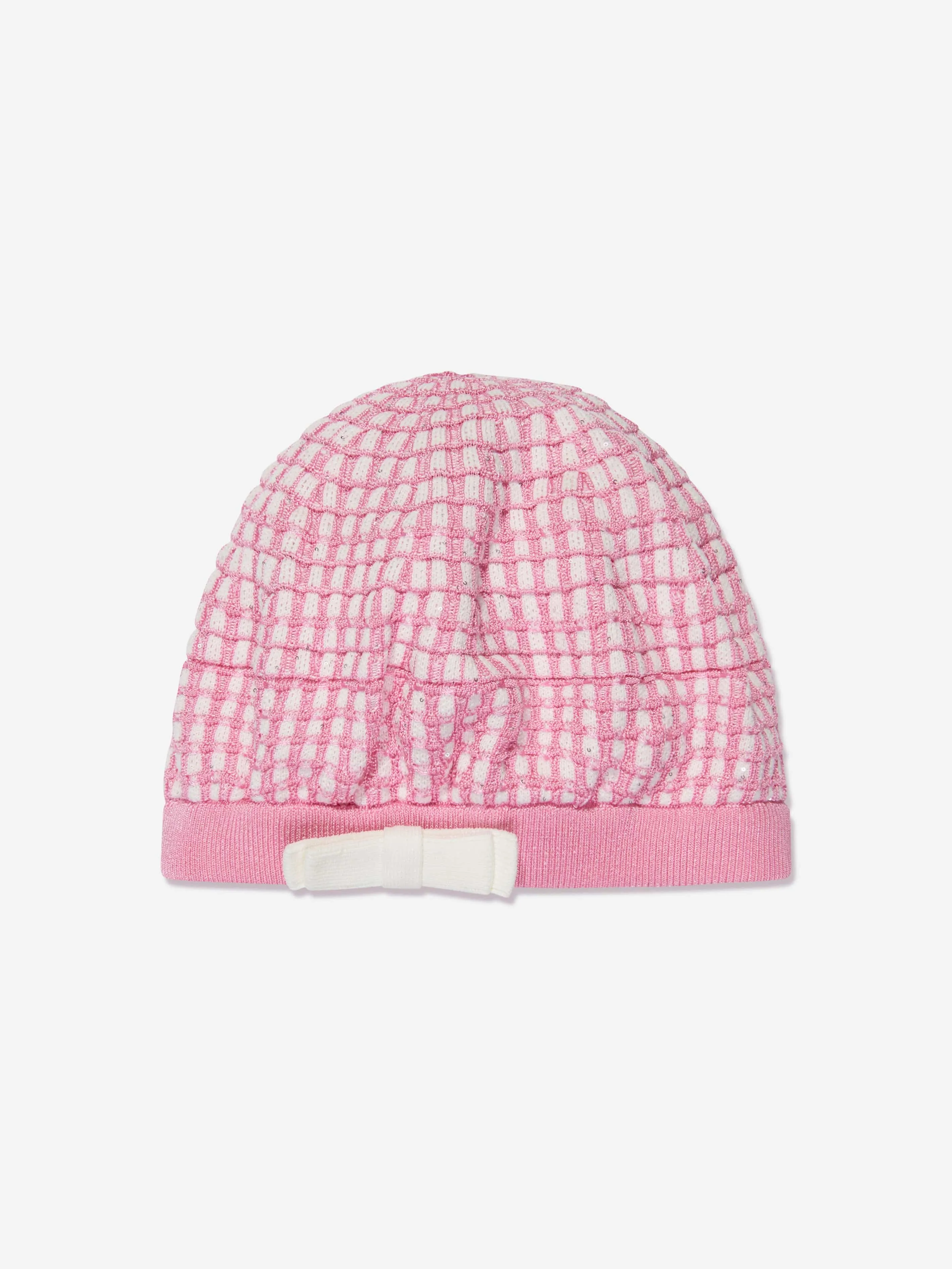 Self Portrait Girls Knit Beret in Pink