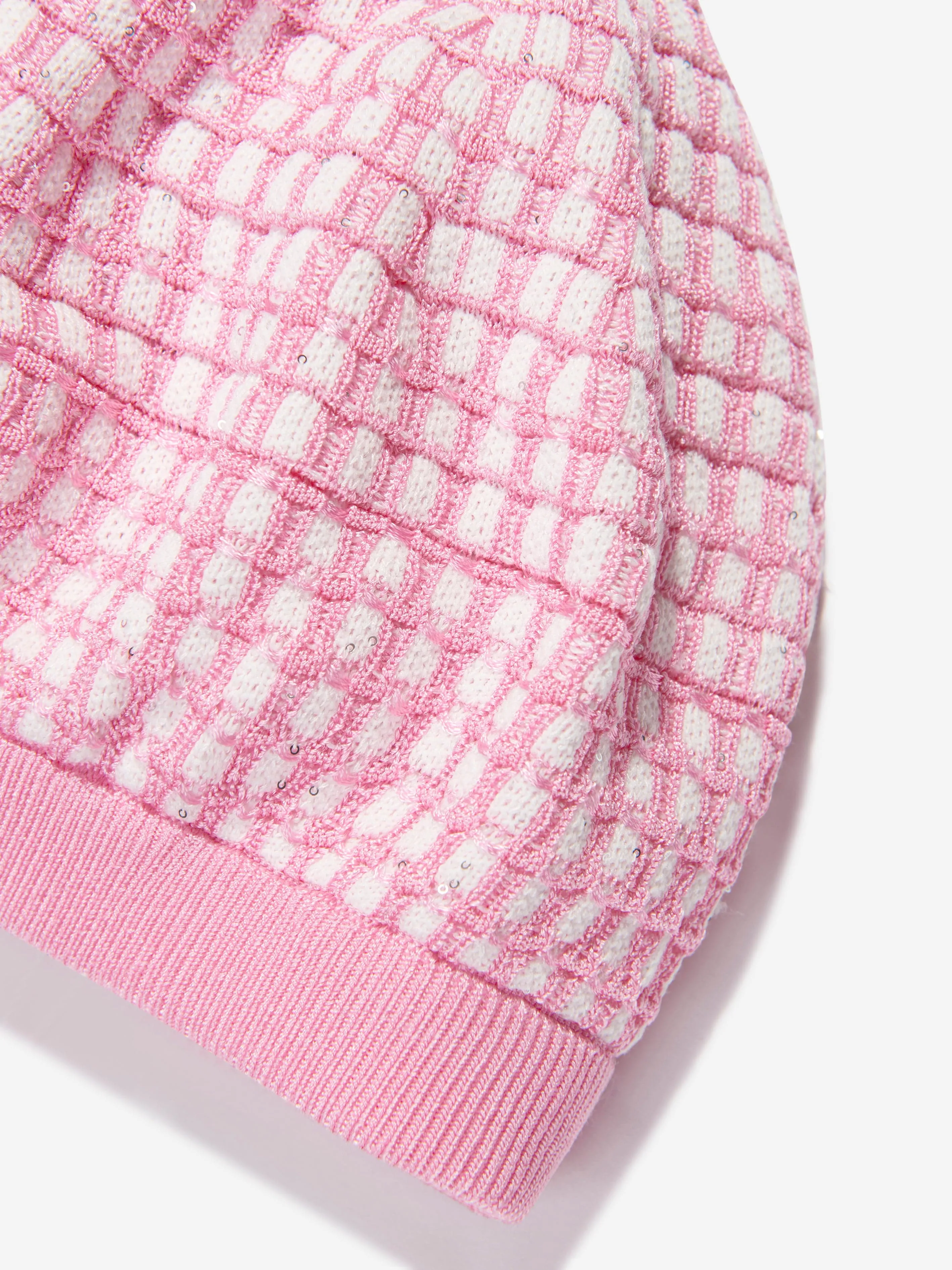 Self Portrait Girls Knit Beret in Pink