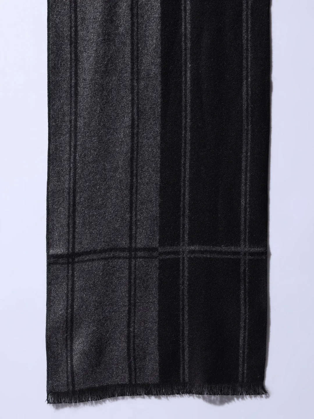 Stylish  Grey and Black Striped Men Muffler Cashmere rich