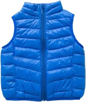 Vest Lightweight Boys Girls Down Vest Puffer Vest High Neck Quilted Outwear Sleeveless Zipper Up Puffer Vest Outdoor(Blue1,Medium)